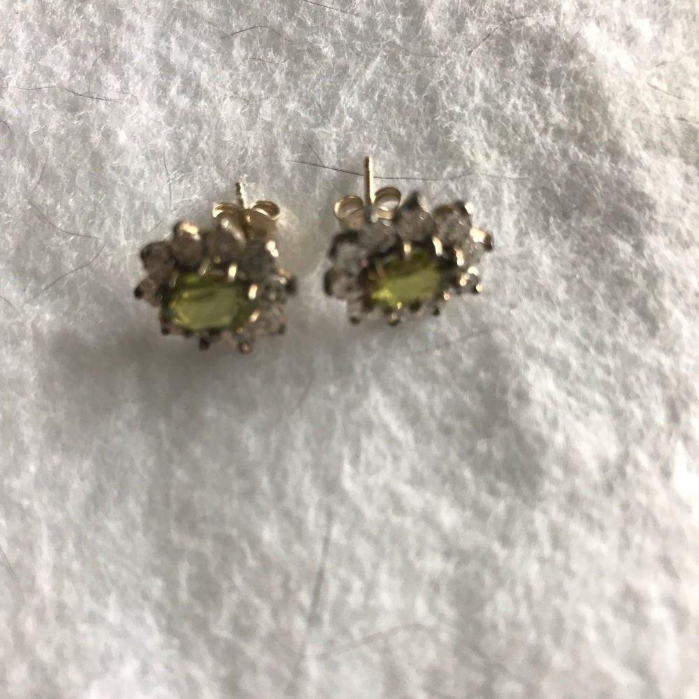 Green Gemstone Halo Stud Earrings - Women Jewelry Spinel Earrings